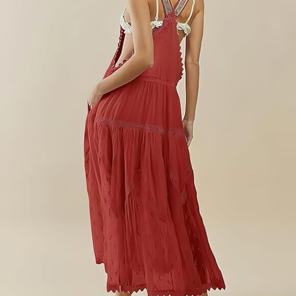 Cutout Side Overall Bib Tiered Maxi Dress - Picture 5 of 7